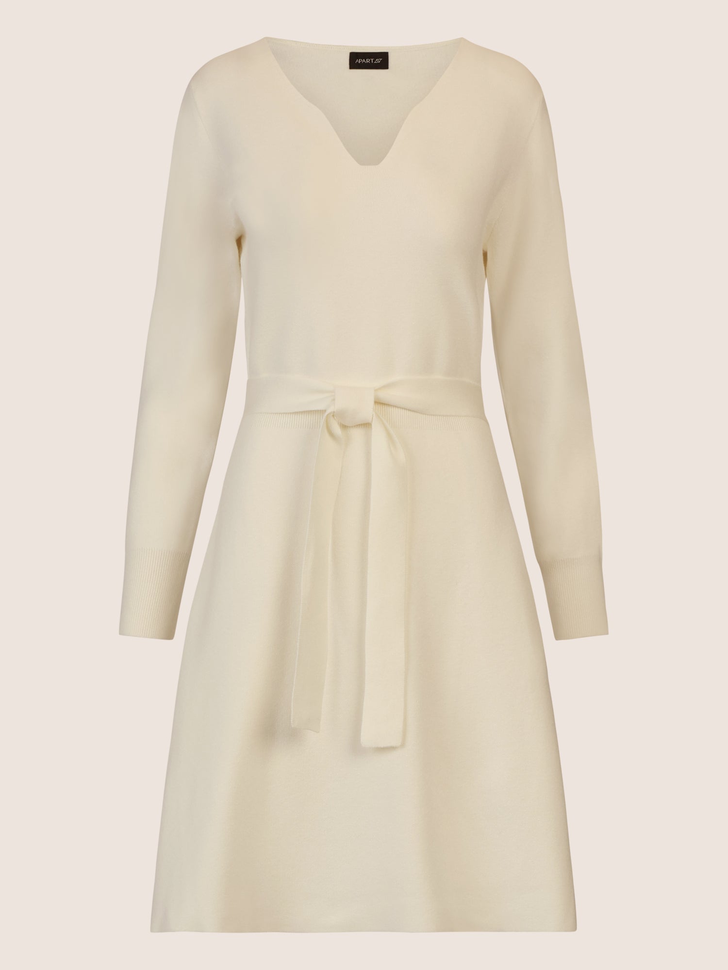 APART Strickkleid mit V-Ausschnitt | creme