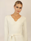 APART Strickkleid mit V-Ausschnitt | creme