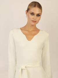APART Strickkleid mit V-Ausschnitt | creme