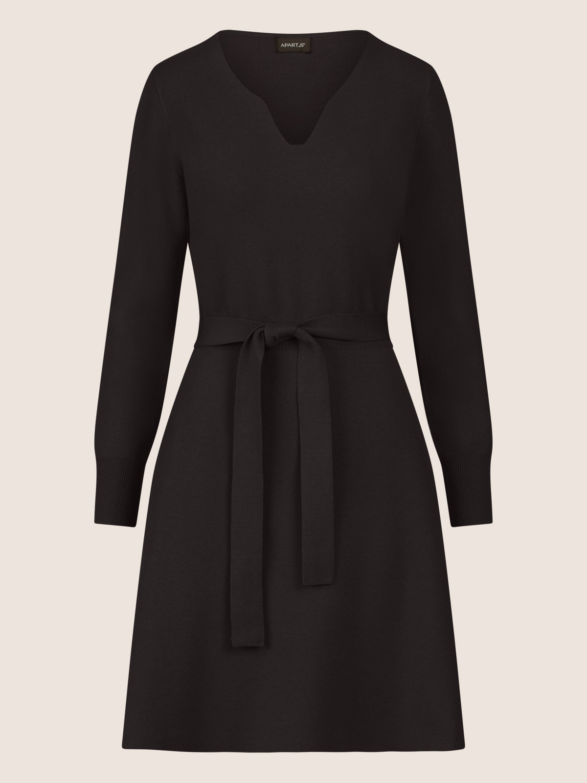 APART Strickkleid mit V-Ausschnitt | schwarz