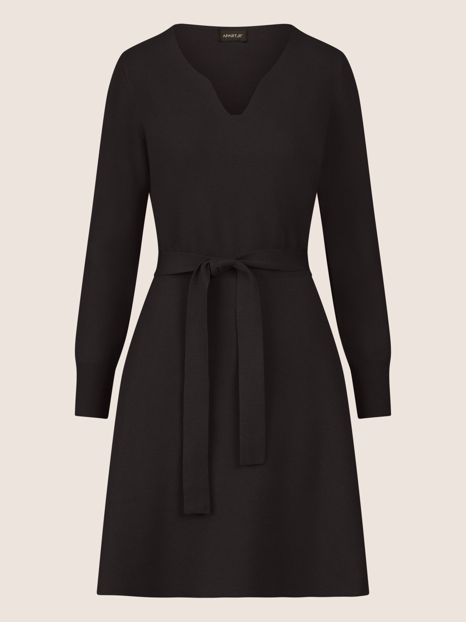 APART Strickkleid mit V-Ausschnitt | schwarz