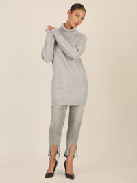 APART Overside Strickkleid mit überschnittene Schultern | graumeliert