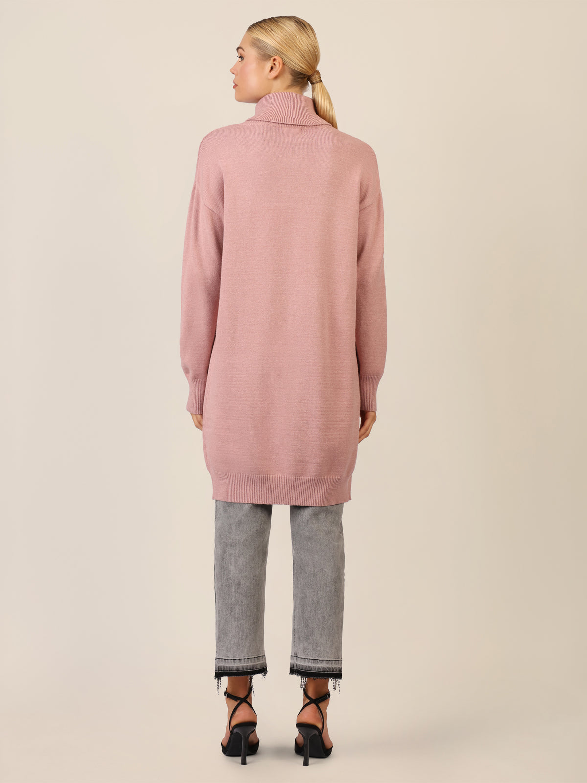 APART Overside Strickkleid mit überschnittene Schultern | mauve
