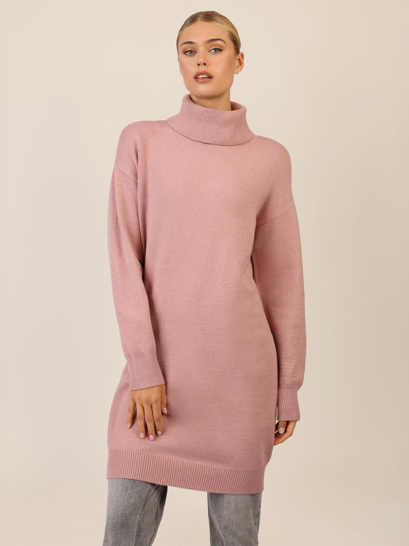 APART Overside Strickkleid mit überschnittene Schultern | mauve