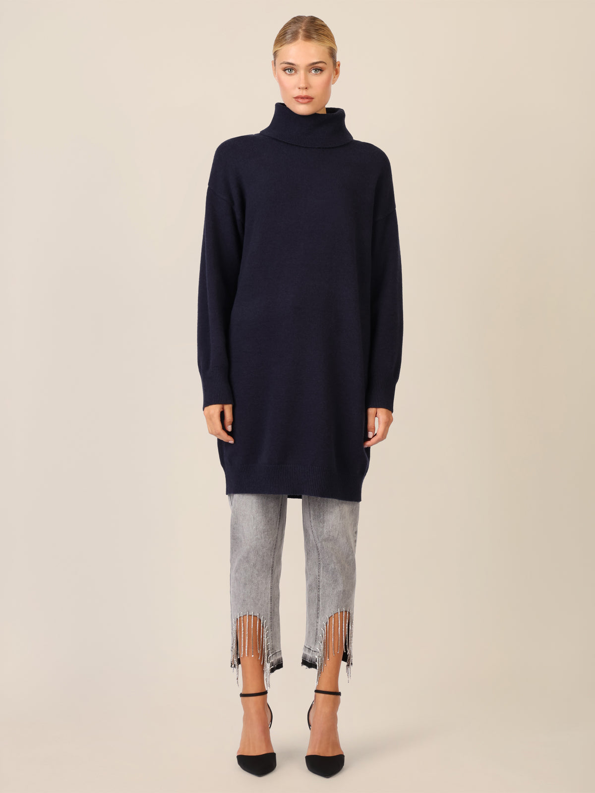 APART Overside Strickkleid mit überschnittene Schultern | nachtblau