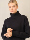 APART Overside Strickkleid mit überschnittene Schultern | schwarz