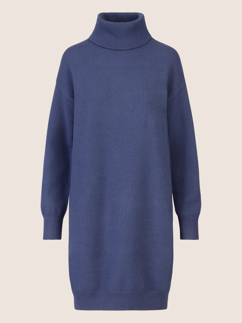 APART Overside Strickkleid mit überschnittene Schultern | mittelblau