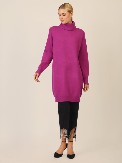 APART Overside Strickkleid mit überschnittene Schultern | lila image 1