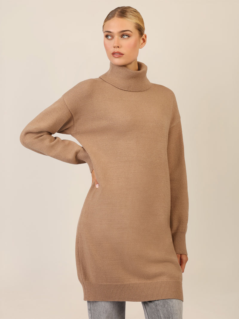 APART Overside Strickkleid mit überschnittene Schultern | camel