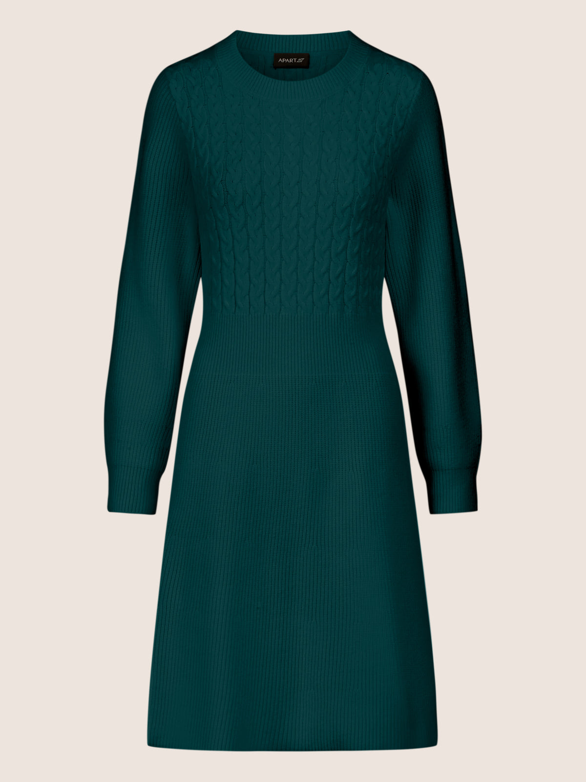 APART Strickkleid mit Zopfmuster | dunkelgrün