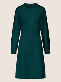 APART Strickkleid mit Zopfmuster | dunkelgrün