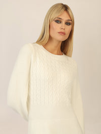 APART Strickkleid mit Zopfmuster | creme