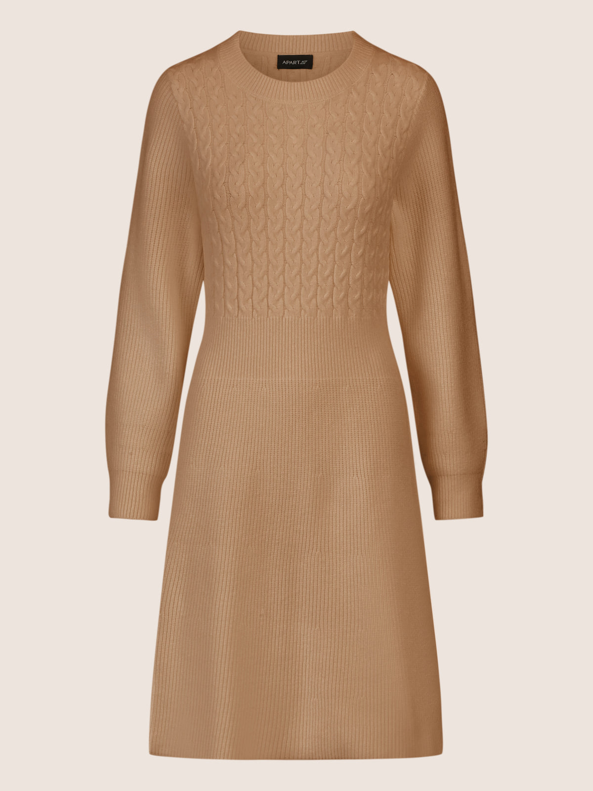 APART Strickkleid mit Zopfmuster | camel