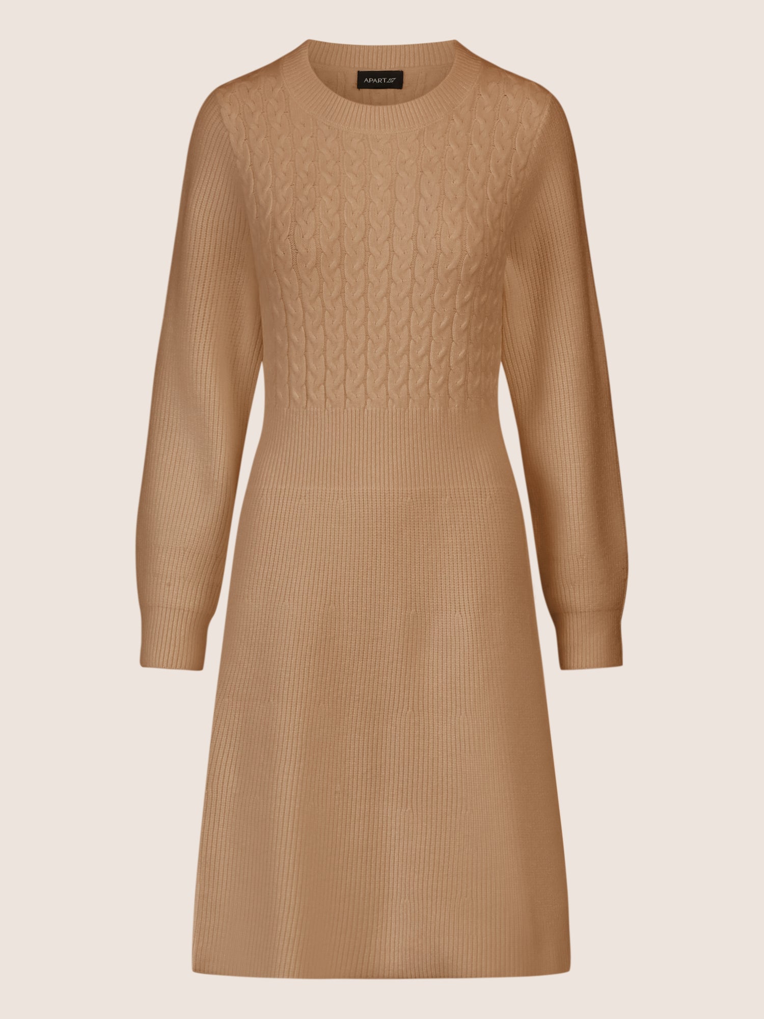 APART Strickkleid mit Zopfmuster | camel
