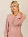 APART Strickkleid mit Zopfmuster | mauve