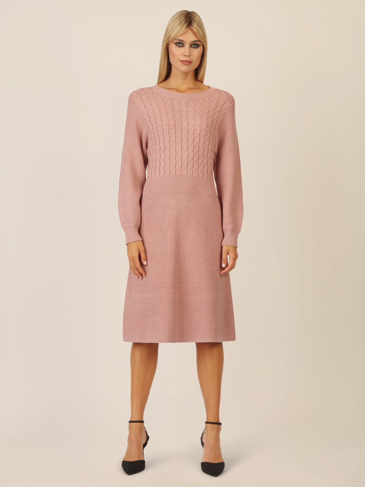 APART Strickkleid mit Zopfmuster | mauve