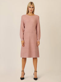 APART Strickkleid mit Zopfmuster | mauve