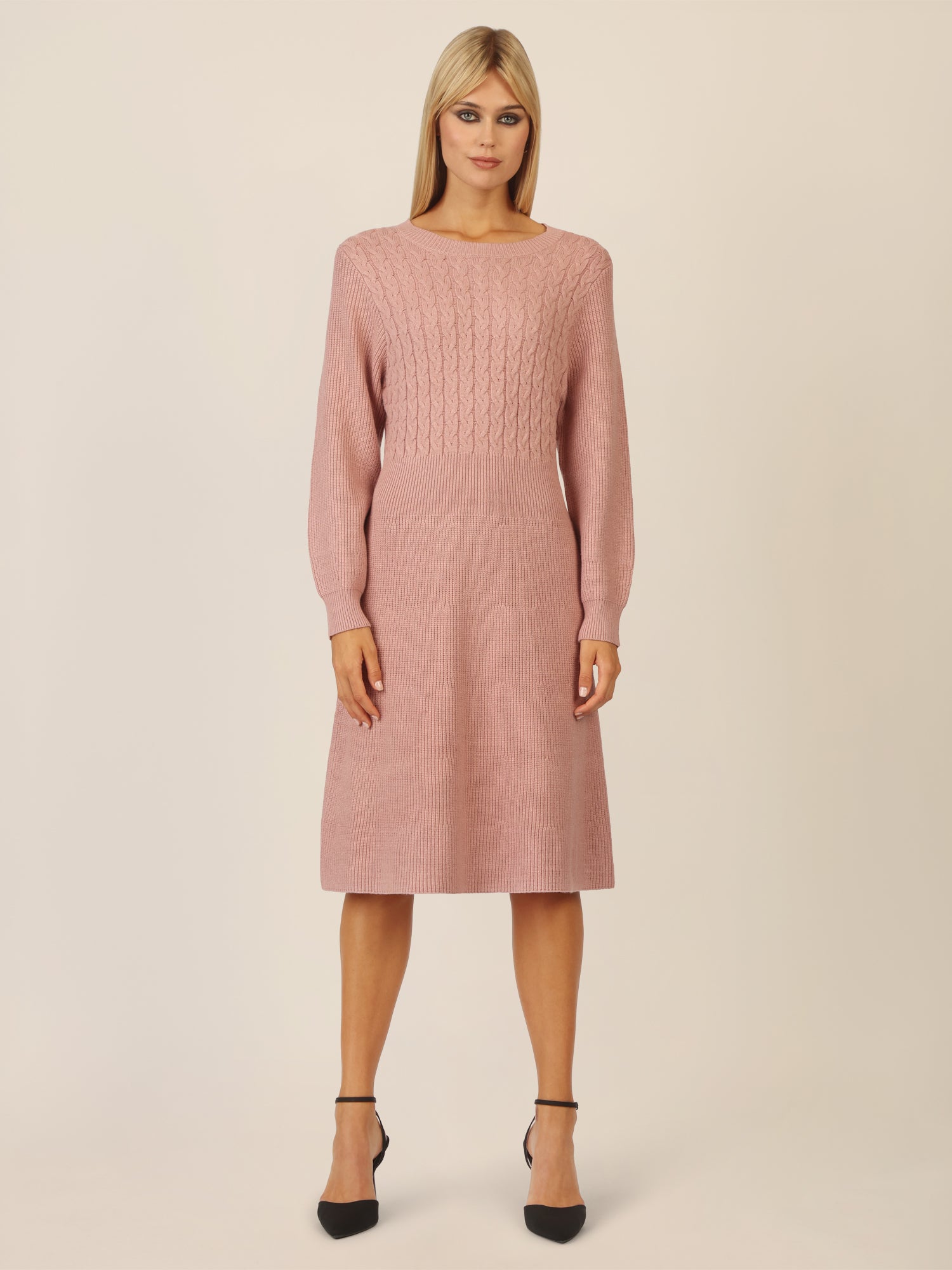 APART Strickkleid mit Zopfmuster | mauve