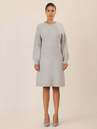 APART Strickkleid mit Zopfmuster | graumeliert