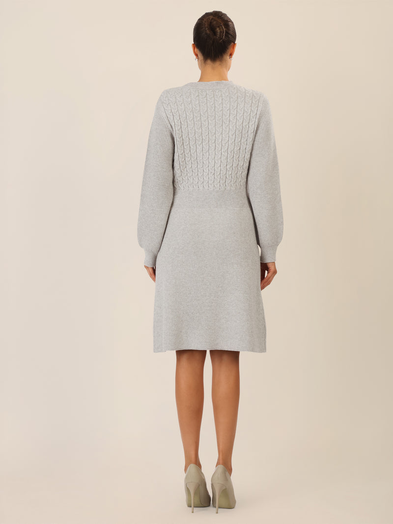 APART Strickkleid mit Zopfmuster | graumeliert