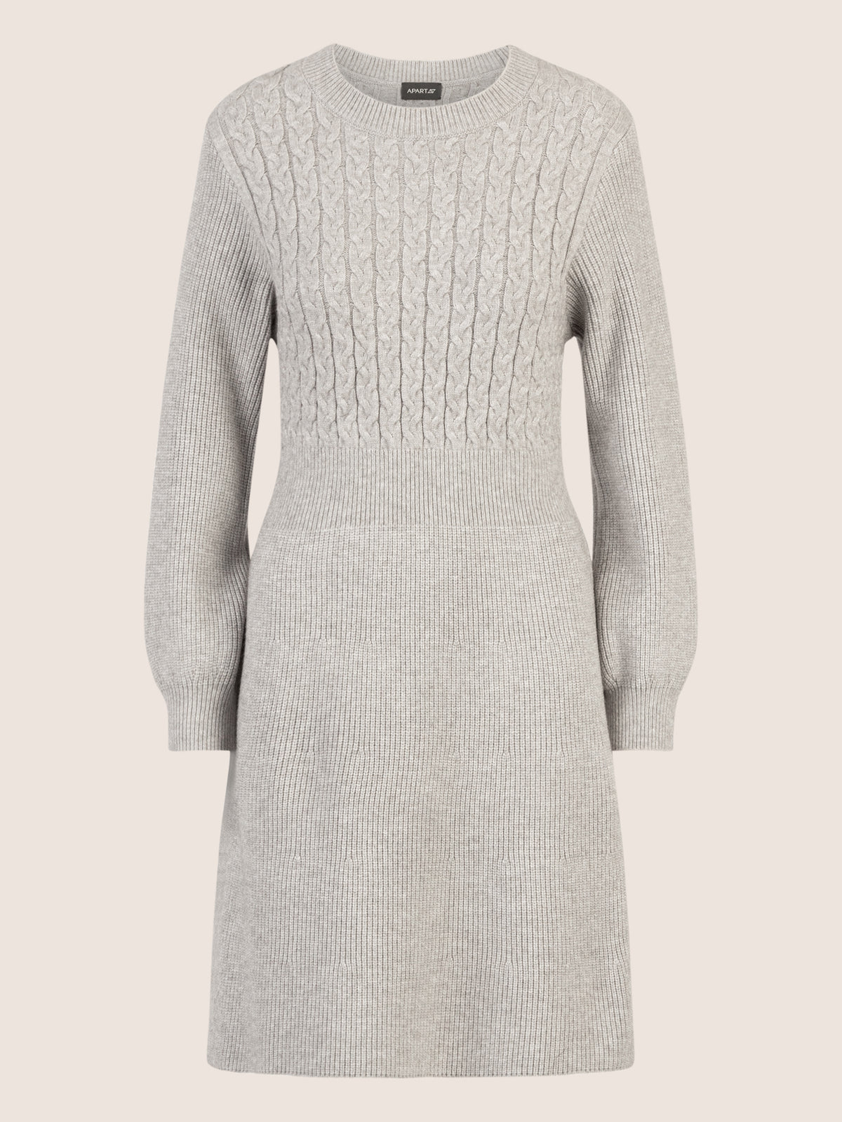 APART Strickkleid mit Zopfmuster | graumeliert