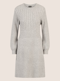APART Strickkleid mit Zopfmuster | graumeliert