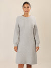 APART Strickkleid mit Zopfmuster | graumeliert