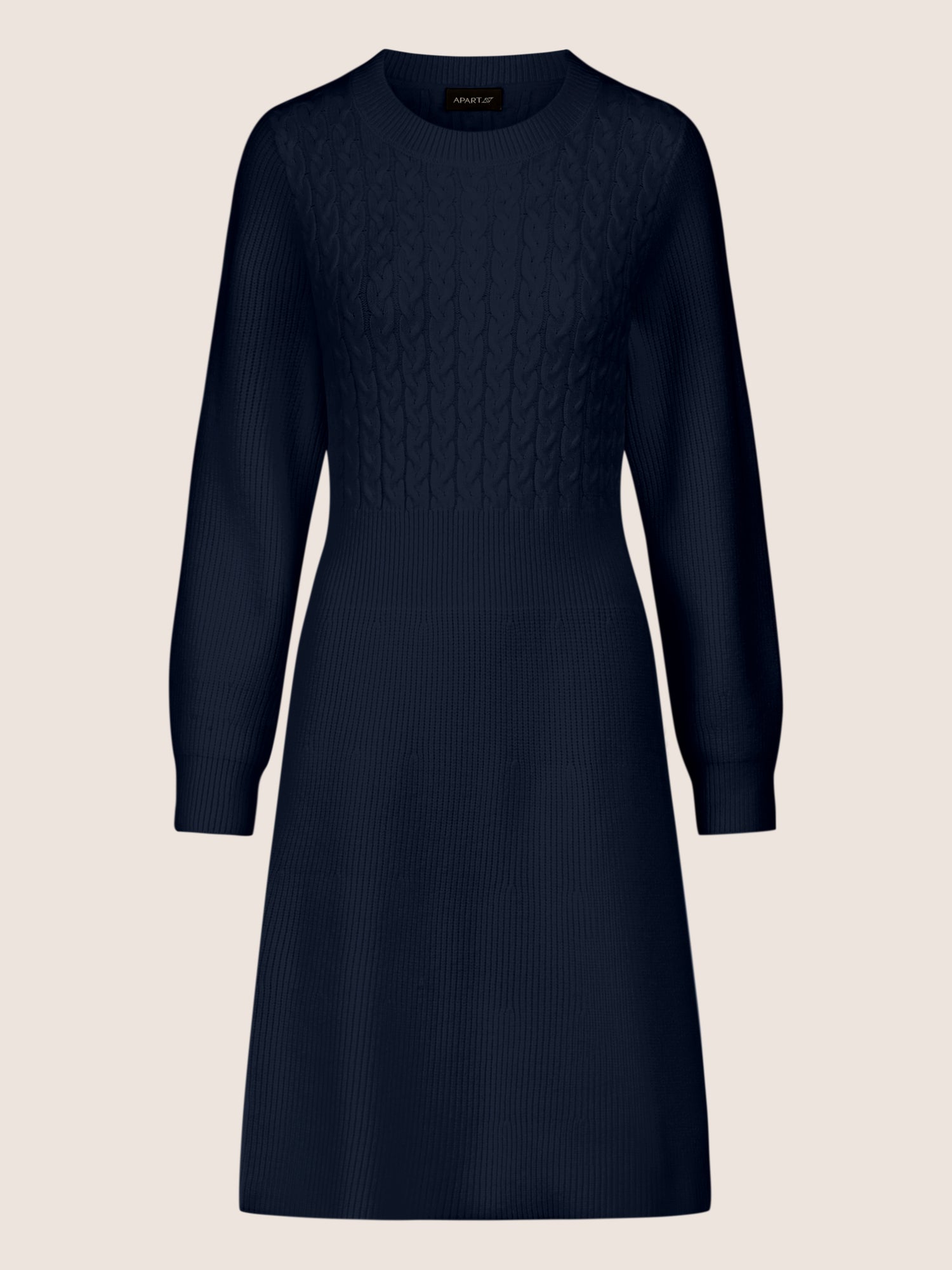 APART Strickkleid mit Zopfmuster | nachtblau