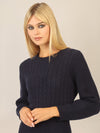 APART Strickkleid mit Zopfmuster | nachtblau
