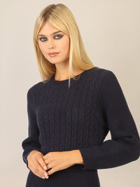 APART Strickkleid mit Zopfmuster | nachtblau