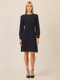 APART Strickkleid mit Zopfmuster | nachtblau