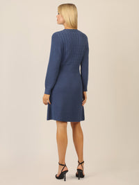 APART Strickkleid mit Zopfmuster | mittelblau