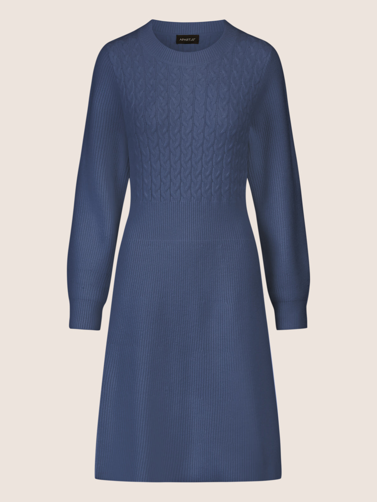 APART Strickkleid mit Zopfmuster | mittelblau
