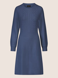 APART Strickkleid mit Zopfmuster | mittelblau