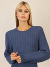 APART Strickkleid mit Zopfmuster | mittelblau