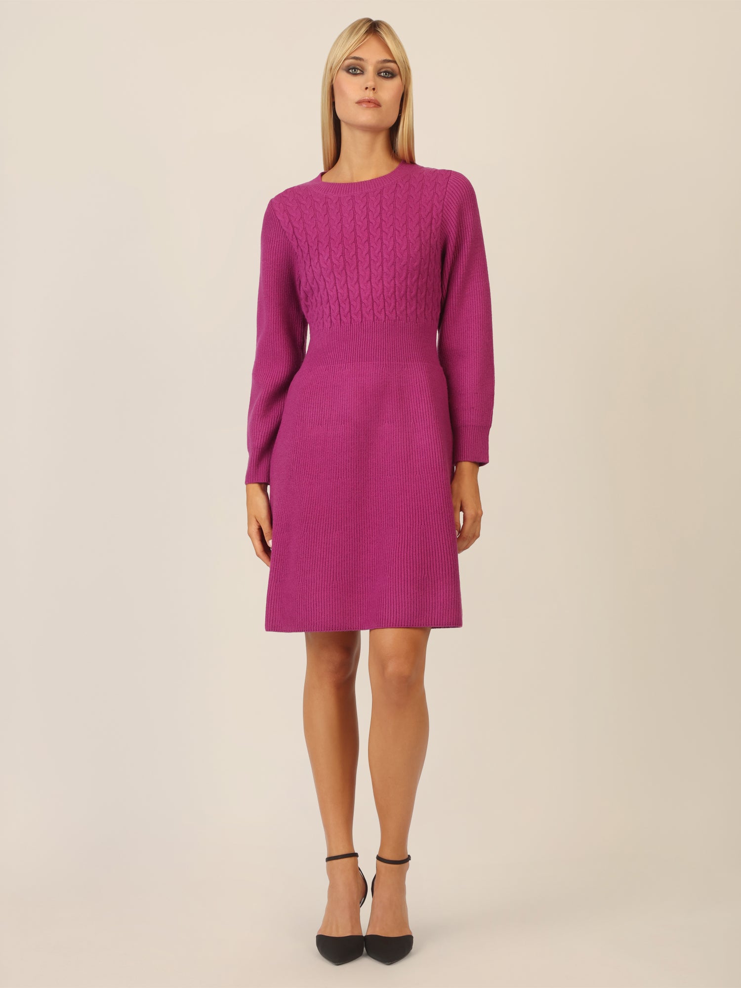 APART Strickkleid mit Zopfmuster | lila