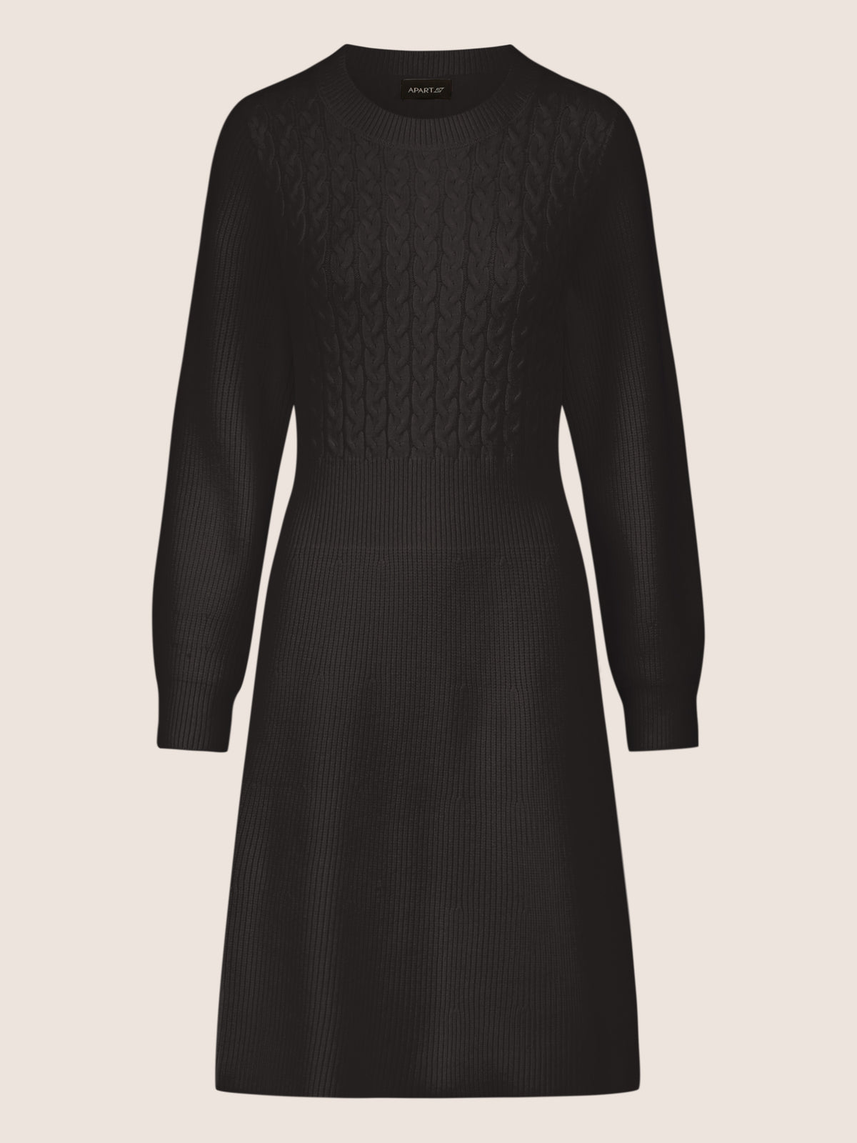 APART Strickkleid mit Zopfmuster | schwarz