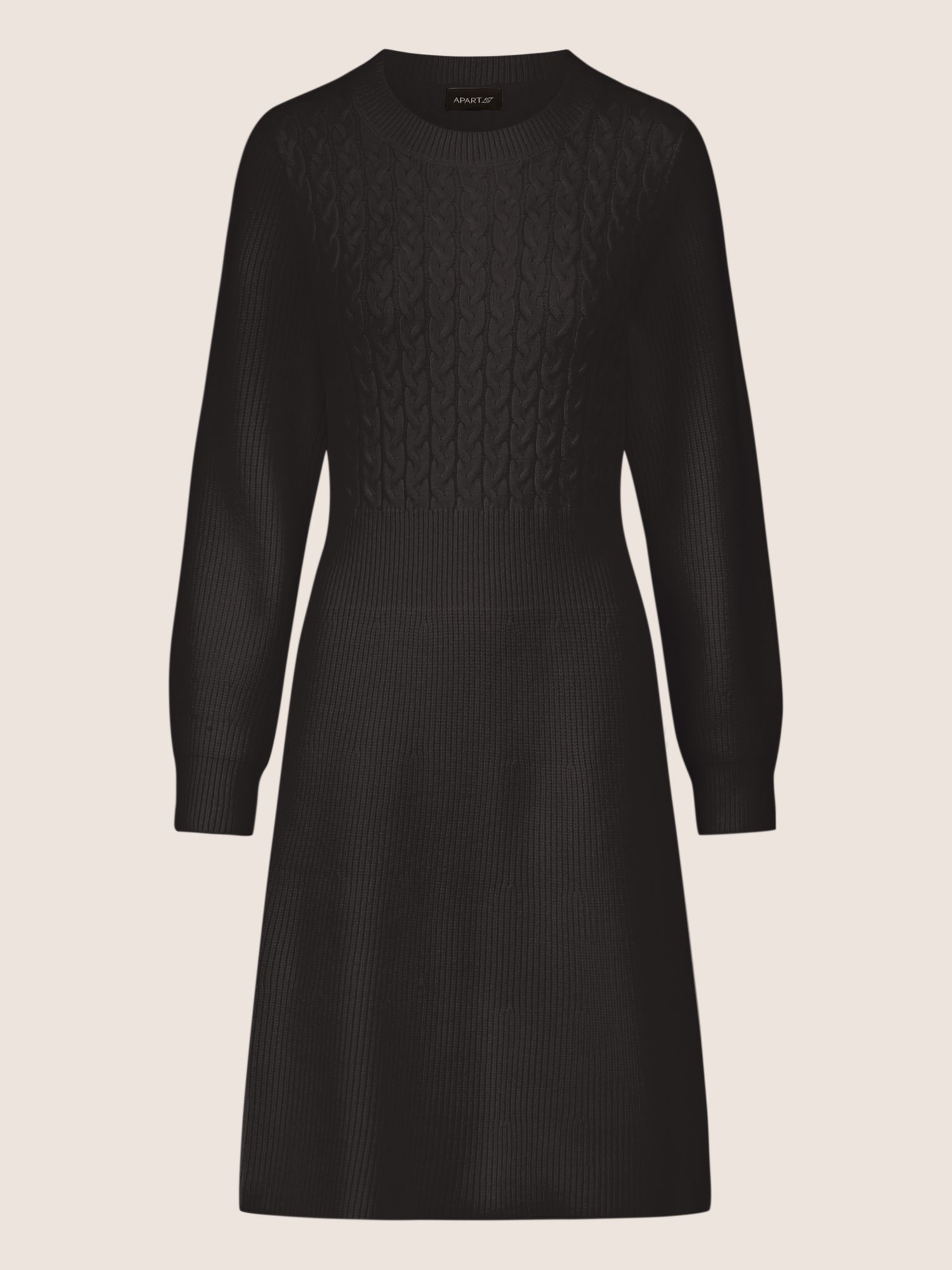 APART Strickkleid mit Zopfmuster | schwarz