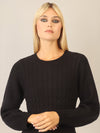 APART Strickkleid mit Zopfmuster | schwarz