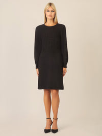 APART Strickkleid mit Zopfmuster | schwarz