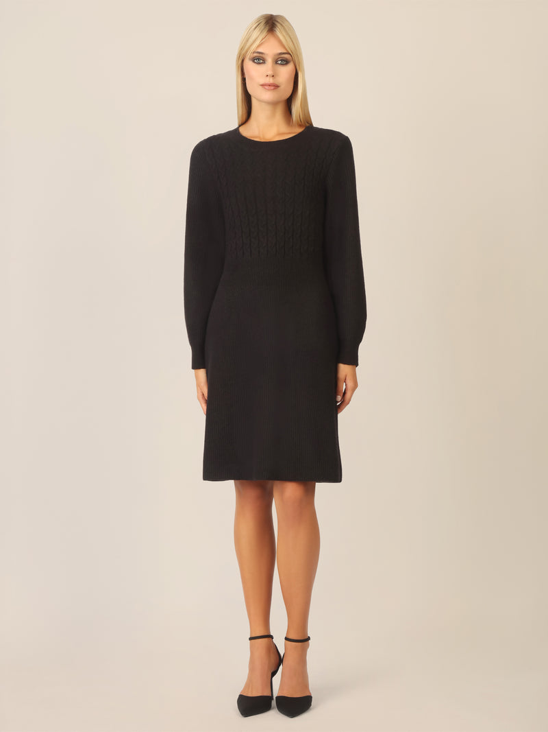 APART Strickkleid mit Zopfmuster | schwarz