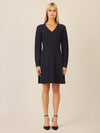 APART Strickkleid mit Zopfmuster und V-Ausschnitt | nachtblau