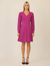 APART Strickkleid mit Zopfmuster und V-Ausschnitt | lila