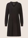 APART Strickkleid mit Zopfmuster und V-Ausschnitt | schwarz