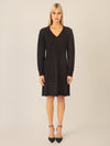 APART Strickkleid mit Zopfmuster und V-Ausschnitt | schwarz
