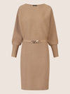 APART Strickkleid mit Gliederkette Detail Gürtel | camel