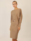 APART Strickkleid mit Gliederkette Detail Gürtel | camel