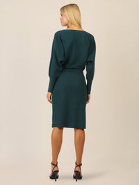 APART Strickkleid mit Gliederkette Detail Gürtel | dunkelgrün