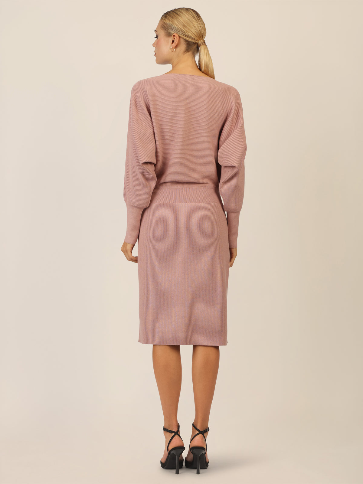 APART Strickkleid mit Gliederkette Detail Gürtel | mauve