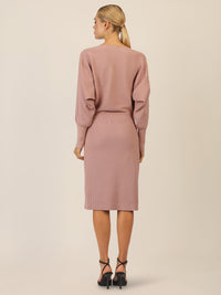 APART Strickkleid mit Gliederkette Detail Gürtel | mauve